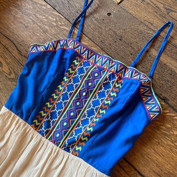 Flying Tomato maxi dress medium blue embroidered - Picture 3 of 8